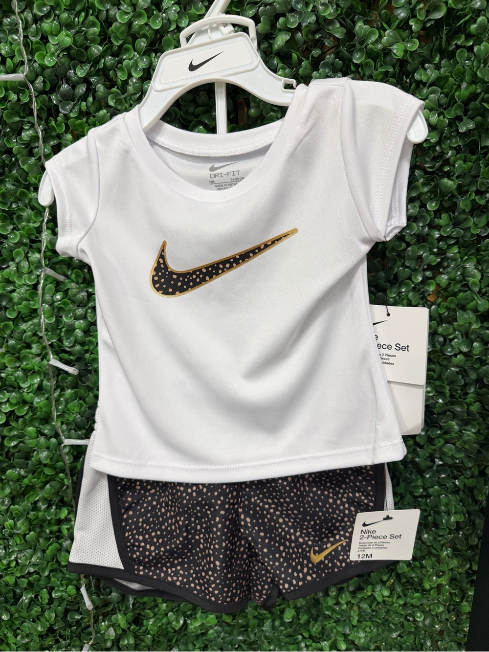 Nike White and Black with Gold Girls' Matching Set